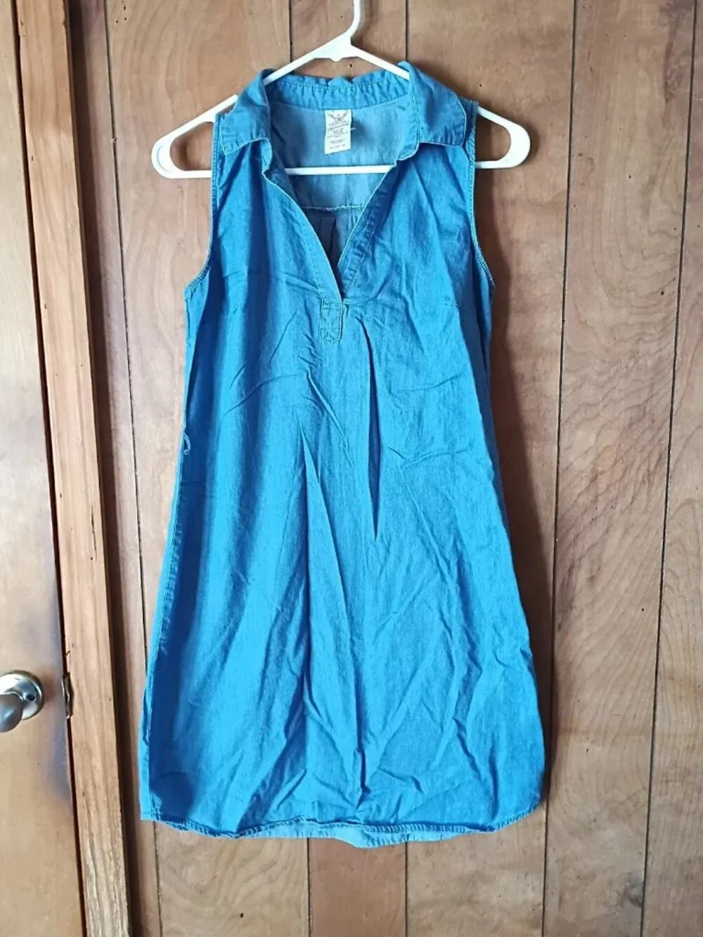 Faded Glory Blue Cotton Sleeveless Shift Dress Size Small Casual Summer - Picture 1 of 4